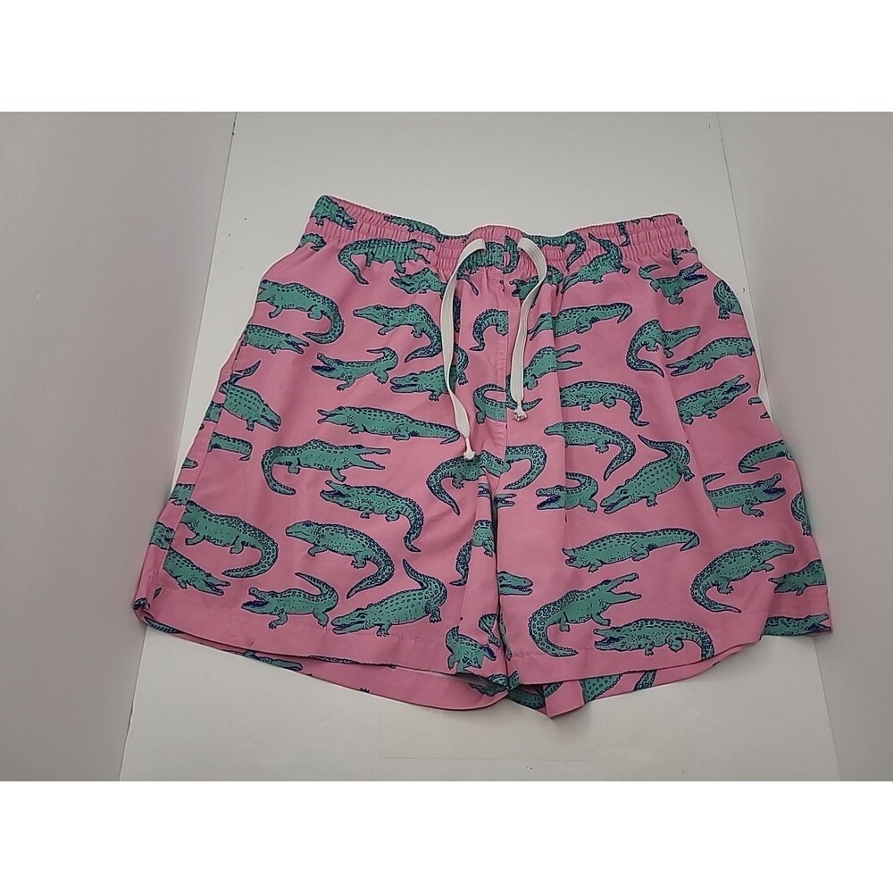 Chubbies Men Pink Alligator Swim Trunks Medium Board Shorts Beach Vacation FLAW